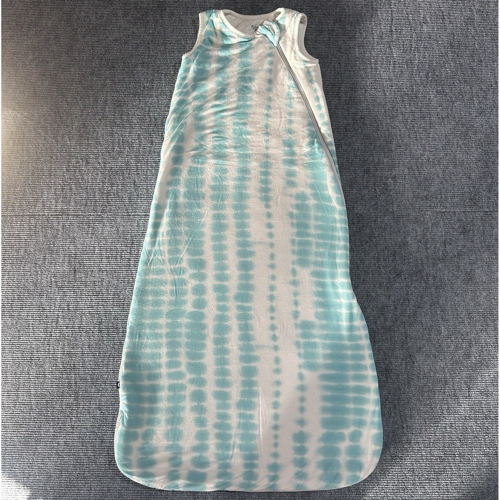 Kyte Baby Sleep Bag Size L 1.0 TOG Blue White Tie Dye Bamboo Zip Front